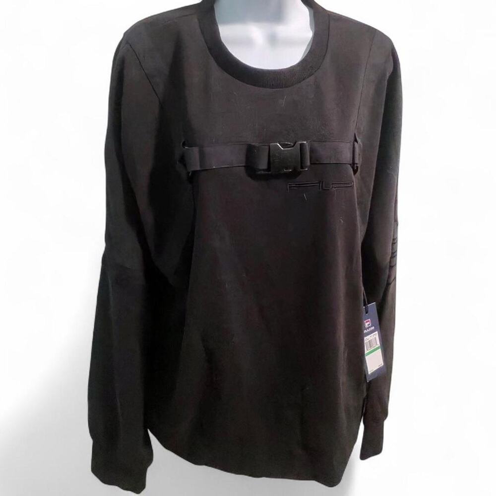 Fila Black Long Sleeve Top with Buckle Detail - Size L - NWT